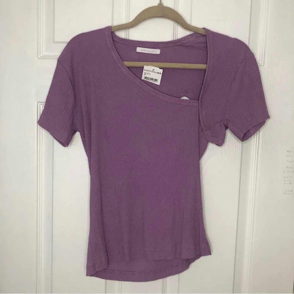 John Elliott Supima Asymmetrical Cutout Tee - Picture 7 of 9